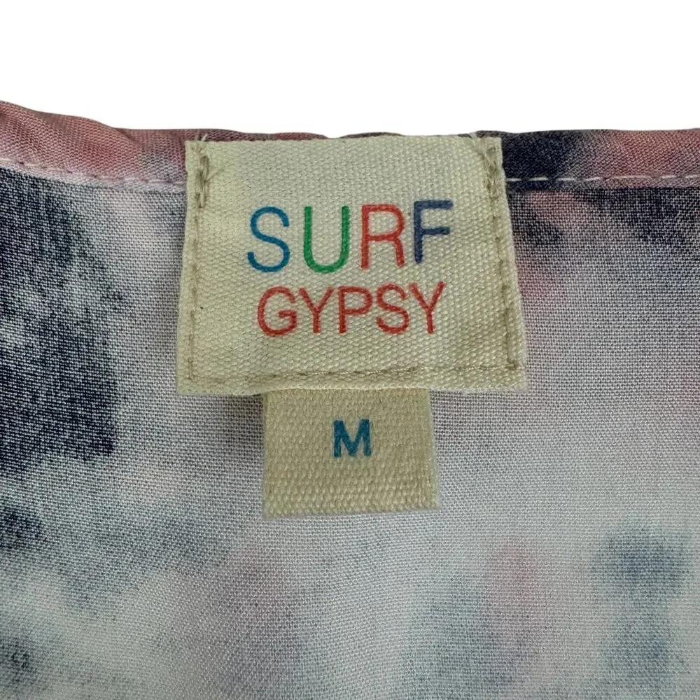 Surf Gypsy Tie Dye Ruffle Rayon Oversized Coverup Lounge Dress Women's Size M